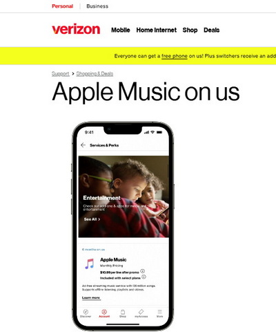 Get Apple Music Free Trial for 6 Months through Verizon