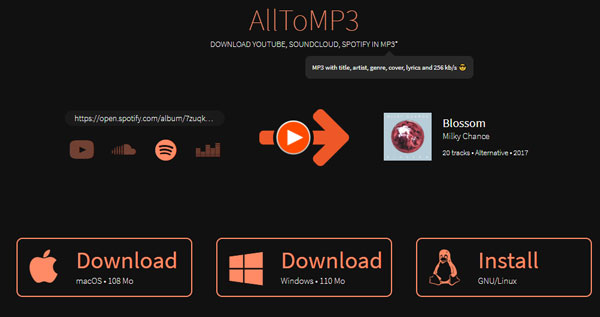 AlltoMP3 website screenshot