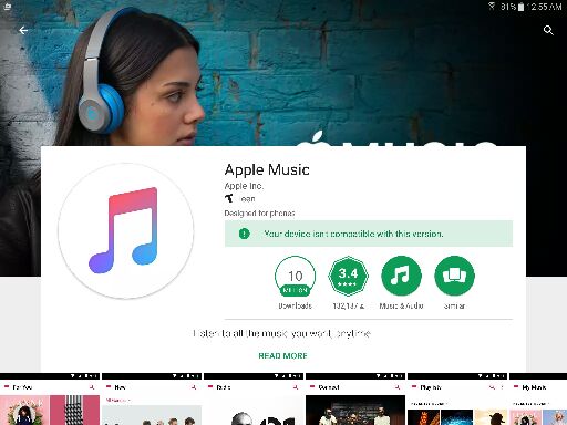 Apple Music on Android tablet