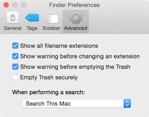 Show Filename Extensions in Mac