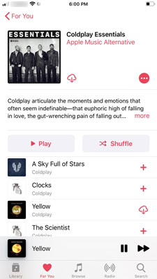 Apple Music interface on iPhone