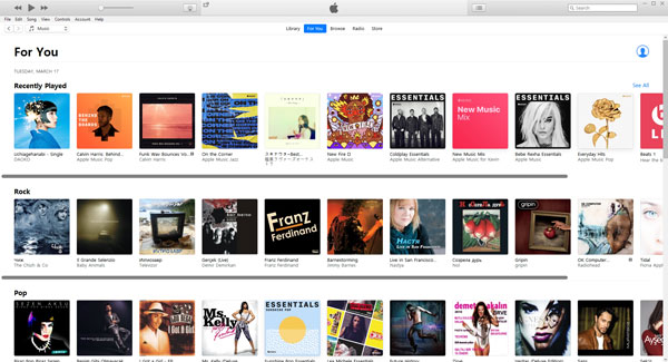 Apple Music interface on Windows