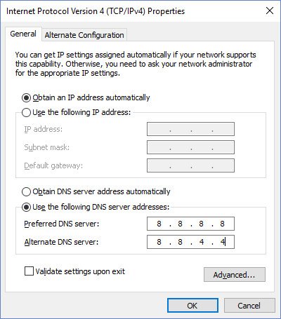 Change DNS Server on Windows