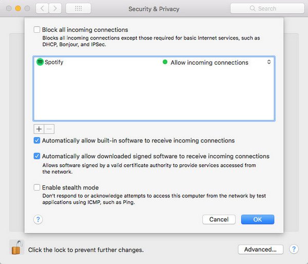Add Spotify to Firewall Exception on Mac