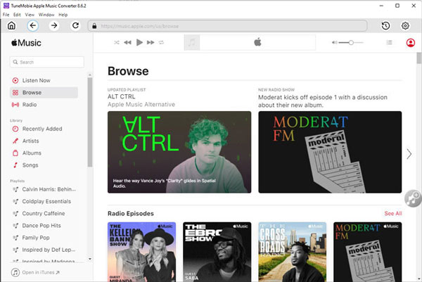 built-in Apple Music web player
