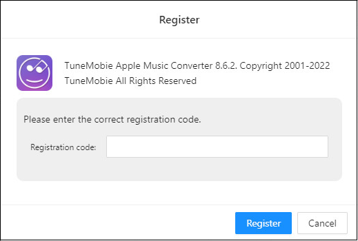 Register TuneMobie Apple Music Converter